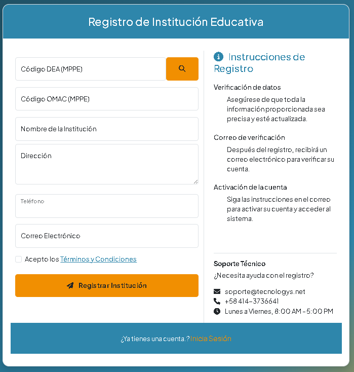 Pantalla de registro